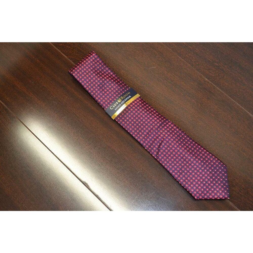 NEW Mens Club Room 100% Silk Blue Red Floral Neck Tie‎ One Size